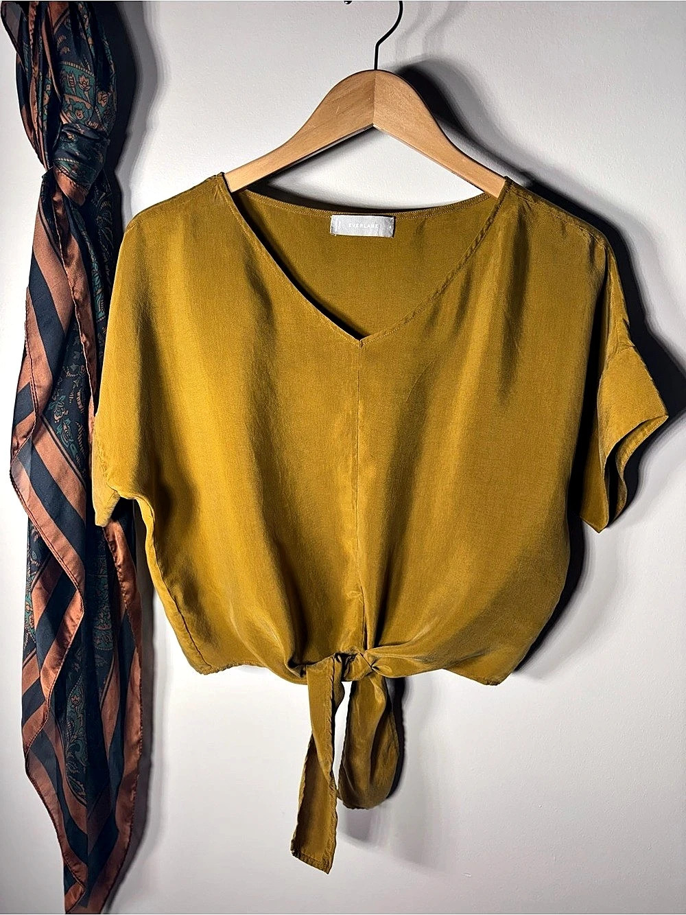 Everlane Gold / Mustard Yellow Silky Front Tie Blouse Size 4 Women’s Top Shirt S